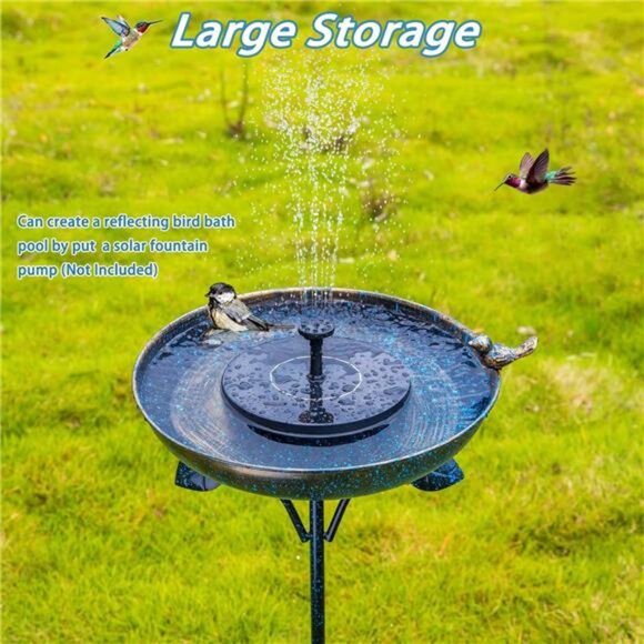 26 Inch Pedestal Bird Bath with 4 Prongs Stake, Metal Bird Baths - Picture 5 of 7